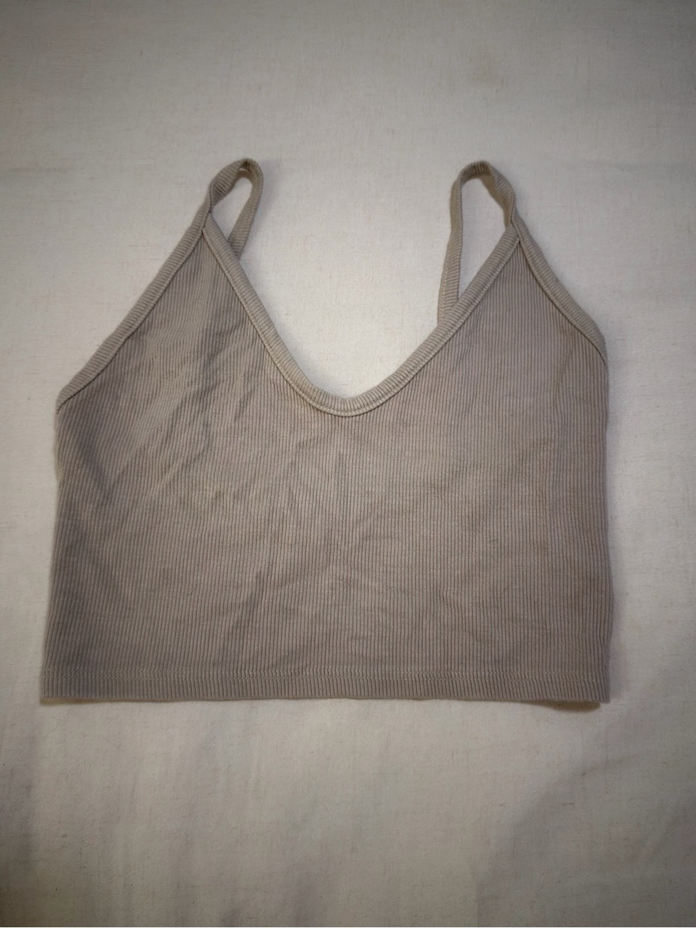 Joah Brown Ribbed V-Neck Tank - Taupe
